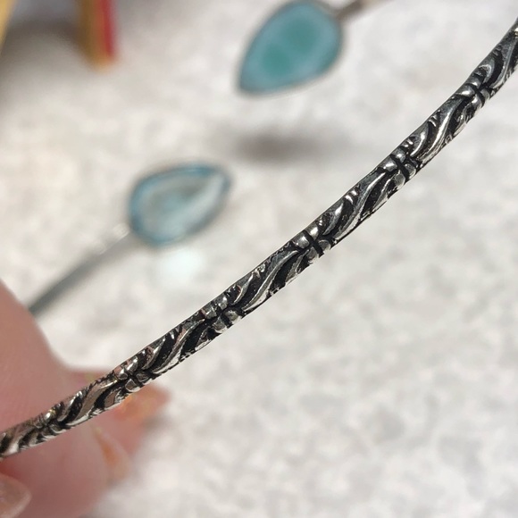 🦋Larimar and blue topaz silver bangle -adjustable - Picture 3 of 14
